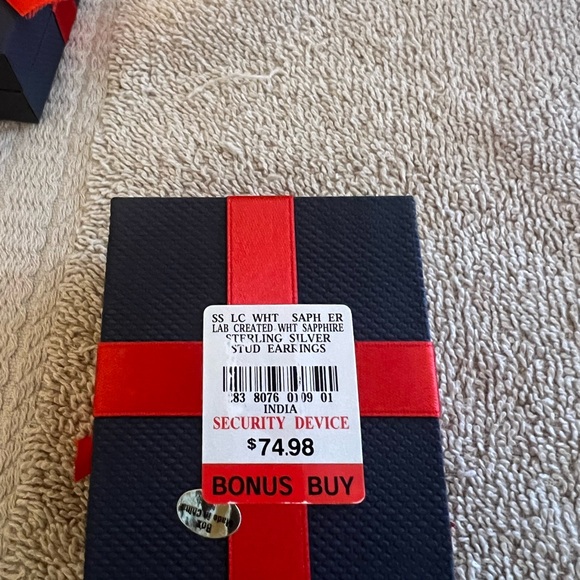 Sterling Silver White Sapphire Earrings - Picture 3 of 3